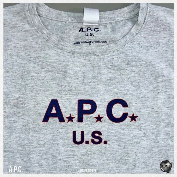 A.P.C. U.S. FLAG TEE IN GREY MELANGE 2017 U.S. CAPSULE COLLECTION T-SHIRT NWT - Picture 4 of 14